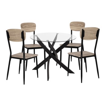 Set 5 pieces Table black & chairs Sonama with black chairs FK11072
