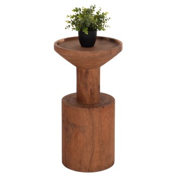 SIDE TABLE BERMAL FK9889.11 SOLID SUAR WOOD IN NATURAL COLOR Φ35x65Hcm.