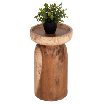 SIDE TABLE LOKI FK9899.11 SOLID SUAR WOOD IN NATURAL Φ30x50Hcm.