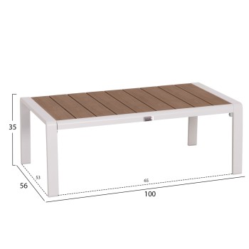SUNLOUNGER SIDE TABLE BENTRY FK6276.01 ALUMINUM IN WHITE--POLYWOOD 100x56x35Hcm. SUNLOUNGER SIDE TABLE BENTRY FK6276.01 ALUMINUM IN WHITE--POLYWOOD 100x56x35Hcm.