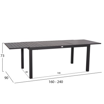 EXTENDABLE DINING TABLE KRUM FK6277.03 ALUMINUM IN DARK GREY 160-240x90x73Hcm. EXTENDABLE DINING TABLE KRUM FK6277.03 ALUMINUM IN DARK GREY 160-240x90x73Hcm.
