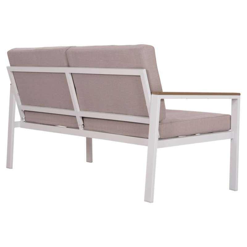 OUTDOOR 2-SEATER SOFA SAFIN FK6279.01 ALUMINUM IN WHITE-BEIGE CUSHIONS 140x70x77Hcm. OUTDOOR 2-SEATER SOFA SAFIN FK6279.01 ALUMINUM IN WHITE-BEIGE CUSHIONS 140x70x77Hcm.