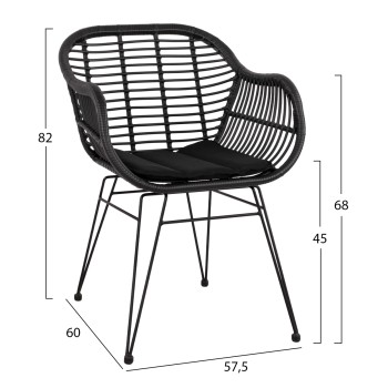 OUTDOOR LOUNGE SET FK11871 3PCS METAL & RATTAN IN BLACK COLOR