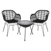 OUTDOOR LOUNGE SET FK11871 3PCS METAL & RATTAN IN BLACK COLOR