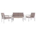OUTDOOR LOUNGE SET 4PCS SAFIN FK6278.01 ALUMINUM IN WHITE--POLYWOOD--OLEFIN FABRIC IN BEIGE