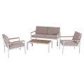 OUTDOOR LOUNGE SET 4PCS SAFIN FK6278.01 ALUMINUM IN WHITE--POLYWOOD--OLEFIN FABRIC IN BEIGE