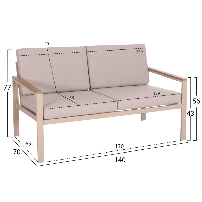 OUTDOOR LOUNGE SET 4PCS SAFIN FK6278.04 ALUMINUM IN CAPPUCCINO--POLYWOOD--OLEFIN FABRIC IN BEIGE OUTDOOR LOUNGE SET 4PCS SAFIN FK6278.04 ALUMINUM IN CAPPUCCINO--POLYWOOD--OLEFIN FABRIC IN BEIGE