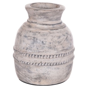 DECORATIVE TABLE VASE VERMO FK4393 TERRACOTTA IN LIGHT GREY Φ21x25Hcm.