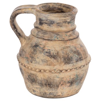 DECORATIVE TABLE VASE VERMO FK4397 TERRACOTTA IN CREAM BEIGE Φ20x20.5Hcm.