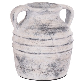 DECORATIVE TABLE VASE VERMO FK4398 TERRACOTTA IN LIGHT GREY Φ21x22Hcm.