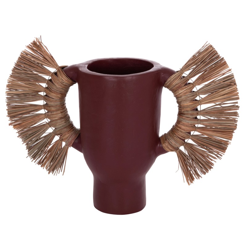 DECORATIVE TABLE VASE ALICA FK4668.06S TERRACOTA IN MAROON COLOR & GRASS--55x19x34Hcm. DECORATIVE TABLE VASE ALICA FK4668.06S TERRACOTA IN MAROON COLOR & GRASS--55x19x34Hcm.