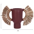 DECORATIVE TABLE VASE ALICA FK4668.06L TERRACOTA IN MAROON COLOR & GRASS--64x22x38Hcm. DECORATIVE TABLE VASE ALICA FK4668.06L TERRACOTA IN MAROON COLOR & GRASS--64x22x38Hcm.