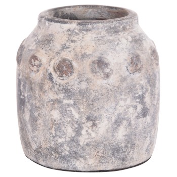 DECORATIVE TABLE VASE VERMO FK4392 TERRACOTTA IN GREY Φ20x19Hcm.
