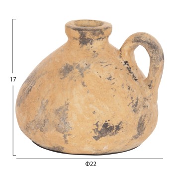 DECORATIVE TABLE VASE VERMO FK4394 TERRACOTTA IN BRUSHED BEIGE Φ22x17Hcm. DECORATIVE TABLE VASE VERMO FK4394 TERRACOTTA IN BRUSHED BEIGE Φ22x17Hcm.