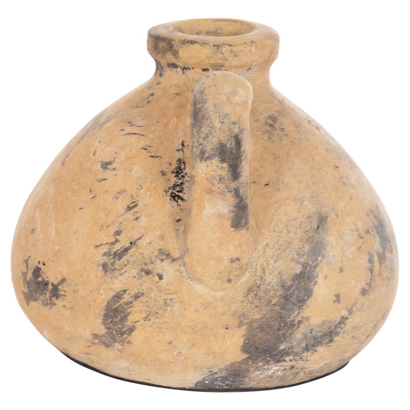DECORATIVE TABLE VASE VERMO FK4394 TERRACOTTA IN BRUSHED BEIGE Φ22x17Hcm. DECORATIVE TABLE VASE VERMO FK4394 TERRACOTTA IN BRUSHED BEIGE Φ22x17Hcm.