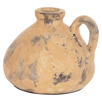 DECORATIVE TABLE VASE VERMO FK4394 TERRACOTTA IN BRUSHED BEIGE Φ22x17Hcm.