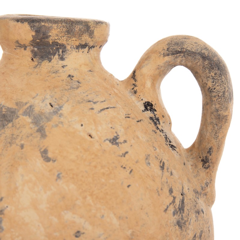 DECORATIVE TABLE VASE VERMO FK4394 TERRACOTTA IN BRUSHED BEIGE Φ22x17Hcm. DECORATIVE TABLE VASE VERMO FK4394 TERRACOTTA IN BRUSHED BEIGE Φ22x17Hcm.