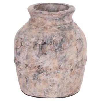 DECORATIVE TABLE VASE VERMO FK4395 TERRACOTTA IN BRUSHED GREY Φ17x19Hcm.
