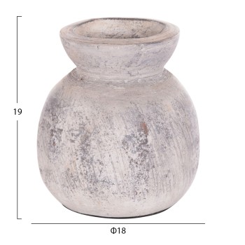 DECORATIVE TABLE VASE VERMO FK4396 TERRACOTTA IN LIGHT GREY Φ18x19Hcm. DECORATIVE TABLE VASE VERMO FK4396 TERRACOTTA IN LIGHT GREY Φ18x19Hcm.
