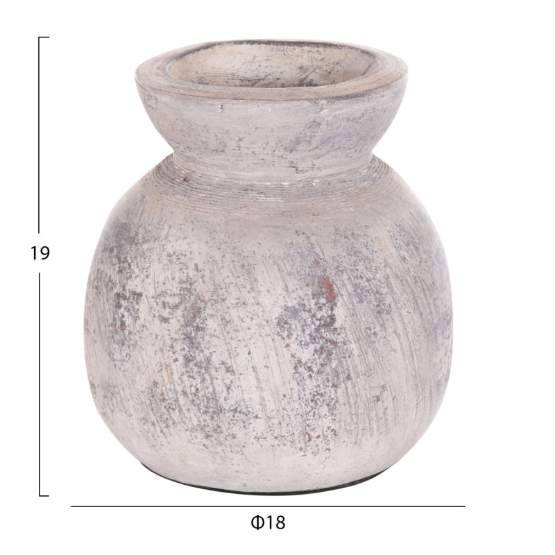 DECORATIVE TABLE VASE VERMO FK4396 TERRACOTTA IN LIGHT GREY Φ18x19Hcm. DECORATIVE TABLE VASE VERMO FK4396 TERRACOTTA IN LIGHT GREY Φ18x19Hcm.
