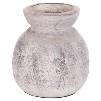 DECORATIVE TABLE VASE VERMO FK4396 TERRACOTTA IN LIGHT GREY Φ18x19Hcm.