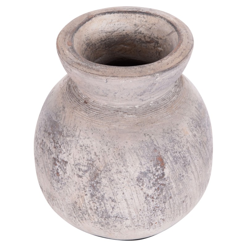 DECORATIVE TABLE VASE VERMO FK4396 TERRACOTTA IN LIGHT GREY Φ18x19Hcm. DECORATIVE TABLE VASE VERMO FK4396 TERRACOTTA IN LIGHT GREY Φ18x19Hcm.