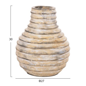 DECORATIVE TABLE VASE VERMO FK4401 TERRACOTTA IN BRUSHED BEIGE Φ27x30Hcm. DECORATIVE TABLE VASE VERMO FK4401 TERRACOTTA IN BRUSHED BEIGE Φ27x30Hcm.