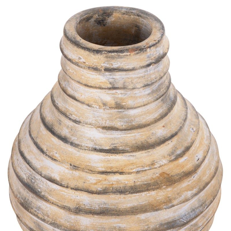 DECORATIVE TABLE VASE VERMO FK4401 TERRACOTTA IN BRUSHED BEIGE Φ27x30Hcm. DECORATIVE TABLE VASE VERMO FK4401 TERRACOTTA IN BRUSHED BEIGE Φ27x30Hcm.