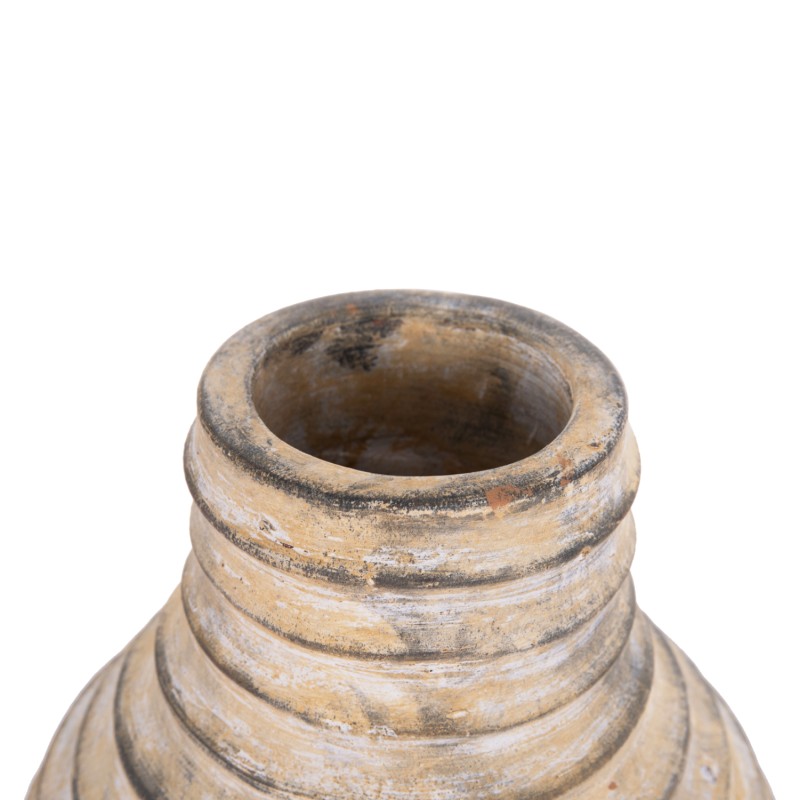 DECORATIVE TABLE VASE VERMO FK4401 TERRACOTTA IN BRUSHED BEIGE Φ27x30Hcm. DECORATIVE TABLE VASE VERMO FK4401 TERRACOTTA IN BRUSHED BEIGE Φ27x30Hcm.