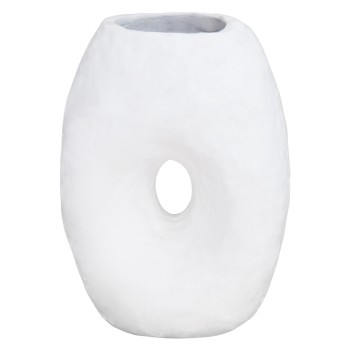 DECORATIVE TABLE VASE NAMENTIS FK4673.02L TERRACOTA IN WHITE COLOR--26.5x16x36.5Hcm.