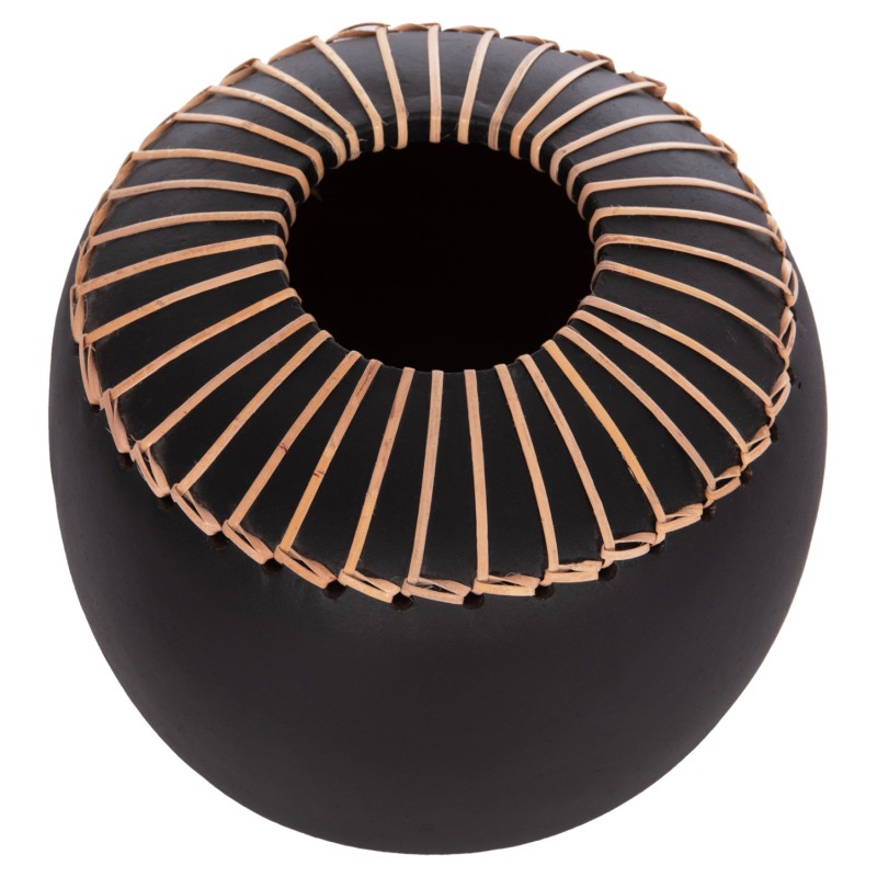 DECORATIVE TABLE VASE LENNOX FK4675.01L TERRACOTA IN BLACK--Φ22x20Hcm. DECORATIVE TABLE VASE LENNOX FK4675.01L TERRACOTA IN BLACK--Φ22x20Hcm.