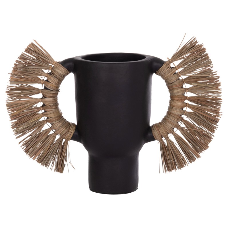 DECORATIVE TABLE VASE ALICA FK4668.01L TERRACOTA IN BLACK COLOR & GRASS--64x22x38Hcm. DECORATIVE TABLE VASE ALICA FK4668.01L TERRACOTA IN BLACK COLOR & GRASS--64x22x38Hcm.
