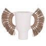 DECORATIVE TABLE VASE ALICA FK4668.02L TERRACOTA IN WHITE COLOR & GRASS--64x22x38Hcm.