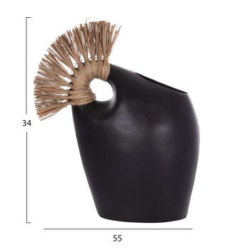 TABLE DECORATIVE VASE ALICA2 FK4671.01 TERRACOTA IN BLACK & GRASS--44x18x50Hcm. TABLE DECORATIVE VASE ALICA2 FK4671.01 TERRACOTA IN BLACK & GRASS--44x18x50Hcm.