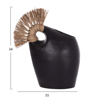 TABLE DECORATIVE VASE ALICA2 FK4671.01 TERRACOTA IN BLACK & GRASS--44x18x50Hcm.