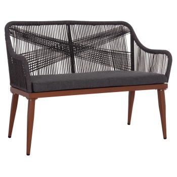 OUTDOOR SOFA 2-SEATER MYRTIA FK5550.11 ALUMINUM IN BROWN--P.E. ROPE IN ANTHRACITE 123x61x90Hcm.