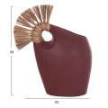 TABLE DECORATIVE VASE ALICA2 FK4671.06 TERRACOTA IN MAROON RED & GRASS--44x18x50Hcm.