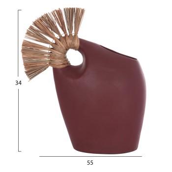 TABLE DECORATIVE VASE ALICA2 FK4671.06 TERRACOTA IN MAROON RED & GRASS--44x18x50Hcm. TABLE DECORATIVE VASE ALICA2 FK4671.06 TERRACOTA IN MAROON RED & GRASS--44x18x50Hcm.
