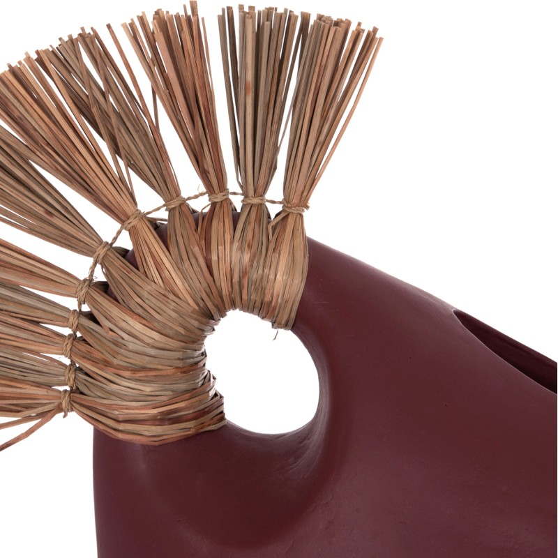 TABLE DECORATIVE VASE ALICA2 FK4671.06 TERRACOTA IN MAROON RED & GRASS--44x18x50Hcm.