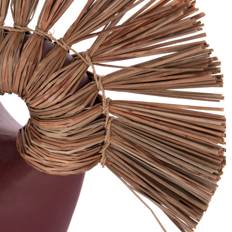 TABLE DECORATIVE VASE ALICA2 FK4671.06 TERRACOTA IN MAROON RED & GRASS--44x18x50Hcm.