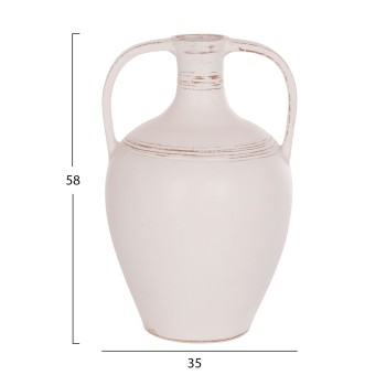 DECORATIVE VASE (AMPHORA) FEAX FK4676.02L TERRACOTA IN WHITE--35x35x58Hcm.