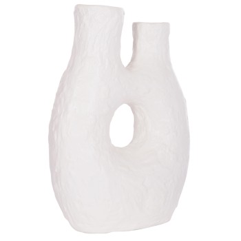 DECORATIVE TABLE VASE NAMENTIS FK4665.02L TERRACOTA IN WHITE COLOR--27x13.5x37Hcm.