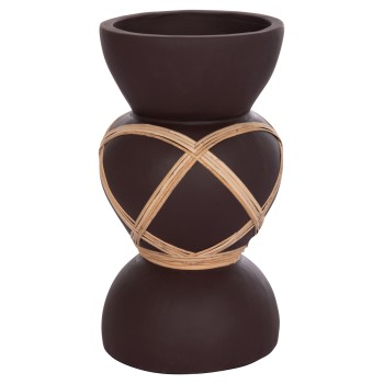 DECORATIVE FLOOR VASE MAYNARD FK4672.07S TERRACOTTA IN CHOCOLATE COLOR--RATTAN Φ27.5x50Hcm.