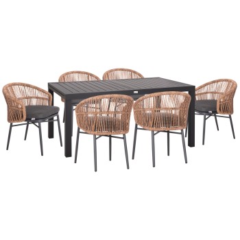 OUTDOOR DINING SET 7PCS KRUM FK21155 DARK GREY ALUMINUM-P.E.RATTAN OUTDOOR DINING SET 7PCS KRUM FK21155 DARK GREY ALUMINUM-P.E.RATTAN