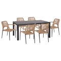OUTDOOR DINING SET 7PCS KRUM FK21150 DARK GREY ALUMINUM-P.E.TWISTED RATTAN OUTDOOR DINING SET 7PCS KRUM FK21150 DARK GREY ALUMINUM-P.E.TWISTED RATTAN