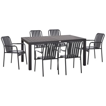 OUTDOOR DINING SET 7PCS KRUM FK21152 DARK GREY ALUMINUM OUTDOOR DINING SET 7PCS KRUM FK21152 DARK GREY ALUMINUM
