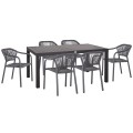 OUTDOOR DINING SET 7PCS KRUM FK21153 DARK GREY ALUMINUM-P.E.TWISTED RATTAN OUTDOOR DINING SET 7PCS KRUM FK21153 DARK GREY ALUMINUM-P.E.TWISTED RATTAN