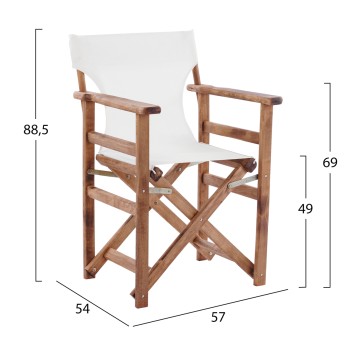 OUTDOOR DIRECTOR'S DINING SET 5PCS LIMNOS FK21135 BEECH WOOD IN WALNUT COLOR--TEXTILENE IN ECRU OUTDOOR DIRECTOR'S DINING SET 5PCS LIMNOS FK21135 BEECH WOOD IN WALNUT COLOR--TEXTILENE IN ECRU