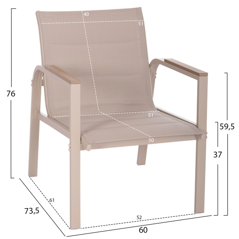 OUTDOOR LOUNGE SET 4PCS JULIETTE FK6280.04 CAPPUCCINO ALUMINUM-TEXTILENE--TEMPERED GLASS OUTDOOR LOUNGE SET 4PCS JULIETTE FK6280.04 CAPPUCCINO ALUMINUM-TEXTILENE--TEMPERED GLASS