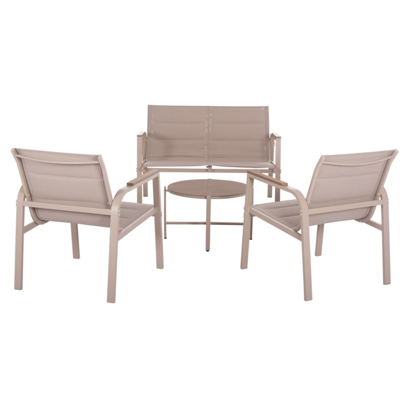 OUTDOOR LOUNGE SET 4PCS JULIETTE FK6280.04 CAPPUCCINO ALUMINUM-TEXTILENE--TEMPERED GLASS OUTDOOR LOUNGE SET 4PCS JULIETTE FK6280.04 CAPPUCCINO ALUMINUM-TEXTILENE--TEMPERED GLASS